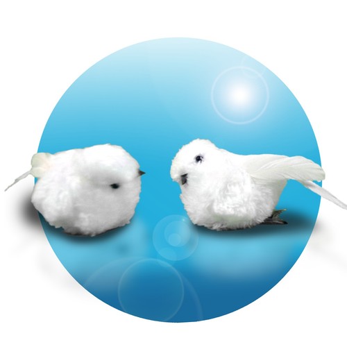Deko vögel weiß mit - 2x,